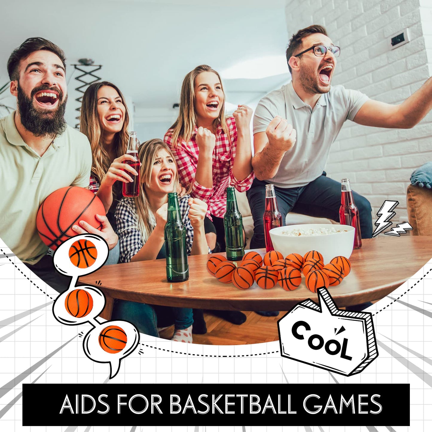 Hungdao Mini Basketballs - 30 Pcs Foam Stress Balls, 1.18 Inch, Orange, Small Party Favors for Relief & Decorations
