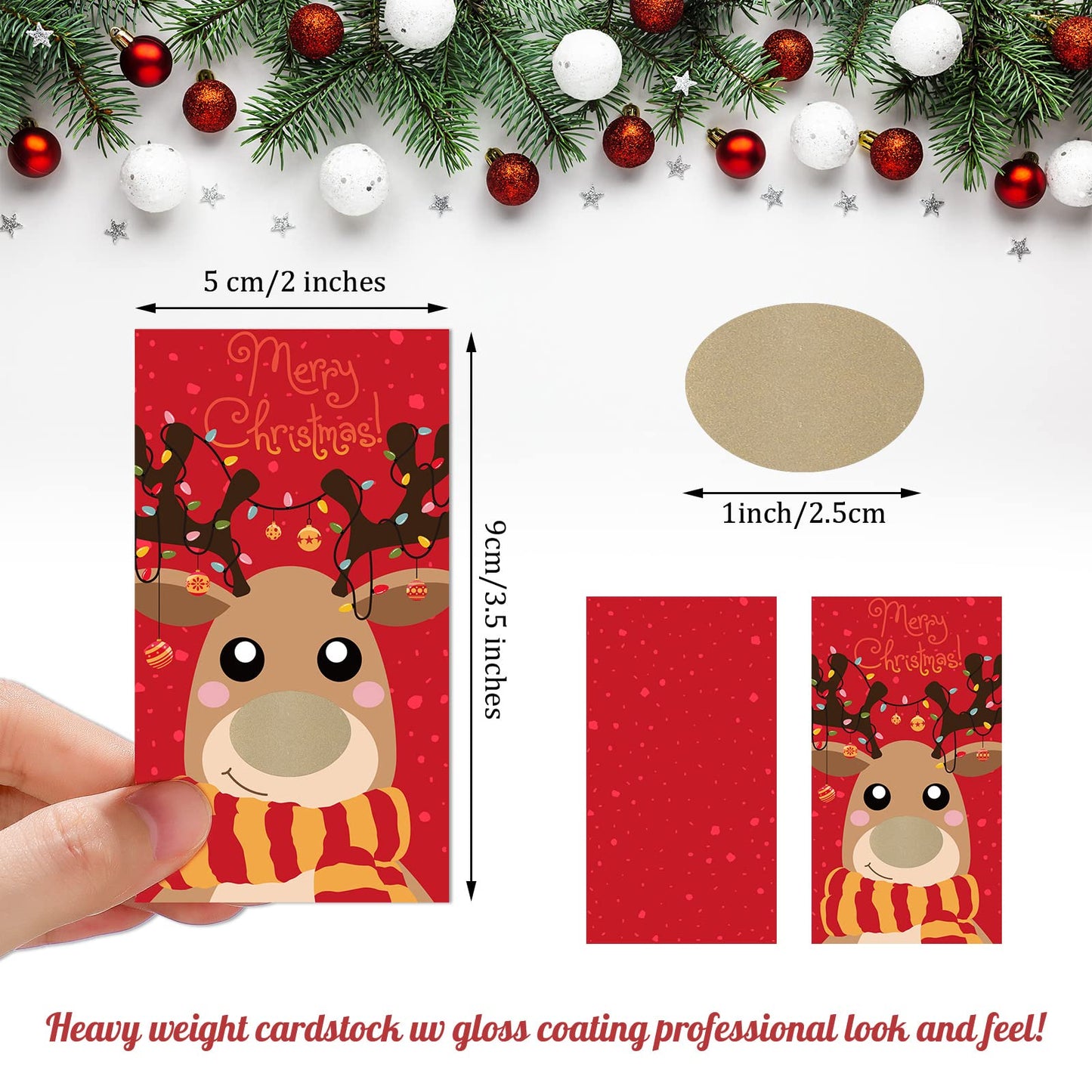 Outus 50 Pieces Christmas Scratch Off Cards Stickers Christmas Hawaii Party Games Vouchers Festive Raffle Tickets Holiday Business Prize Drawings For Kids Adults Families Events Groups (Tree)