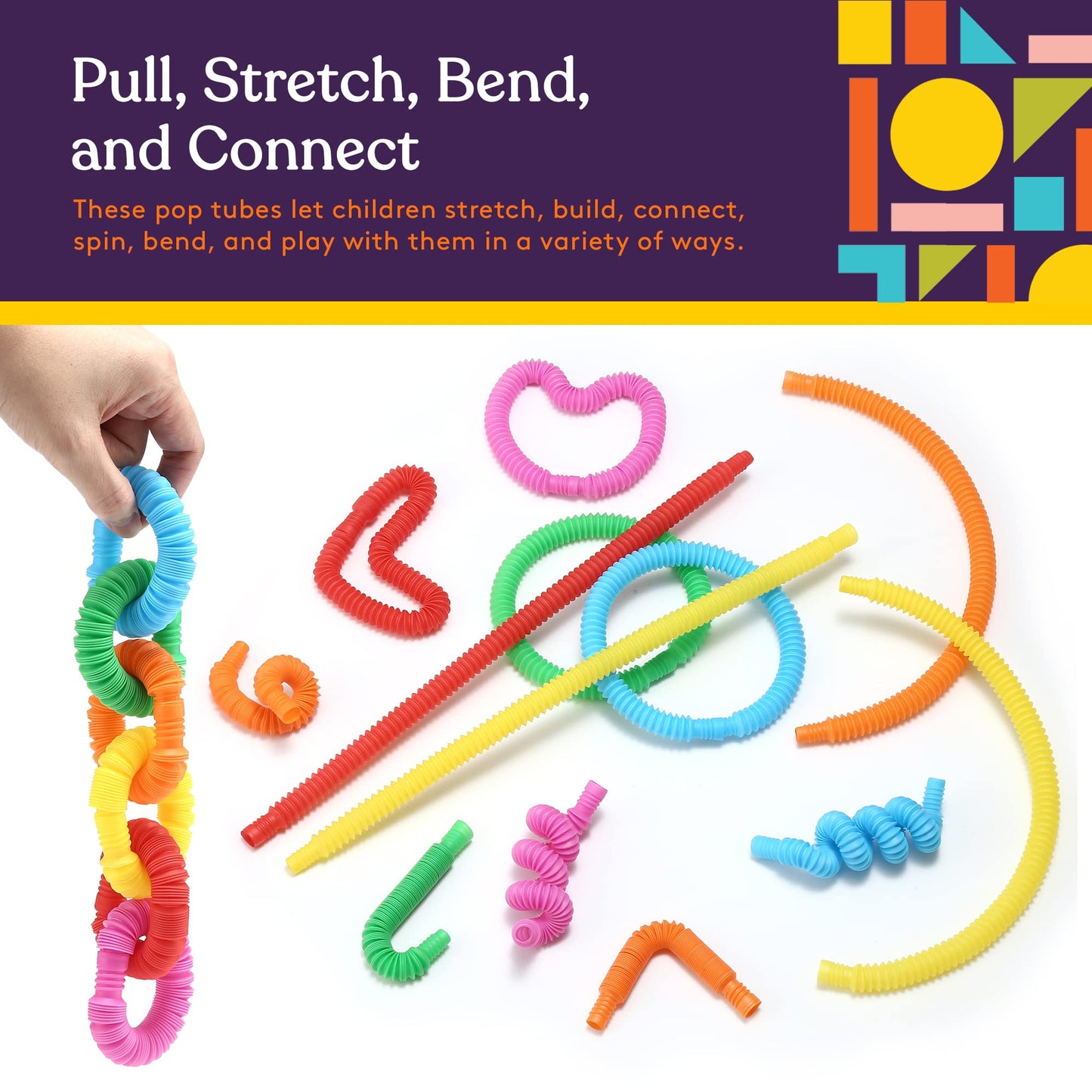Special Supplies 30-Pack Mini Fun Pull And Pop Fun Tubes Mini For Kids Stretch, Bend, Build, And Connect Toy, Provide Tactile An