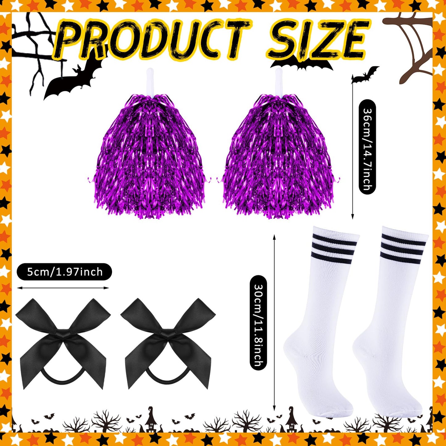 Didaey 6 Pcs Girl Zombie Costume Kids Halloween Cheerleader Costume Scary Halloween Party Cosplay (Black, Purple,S)