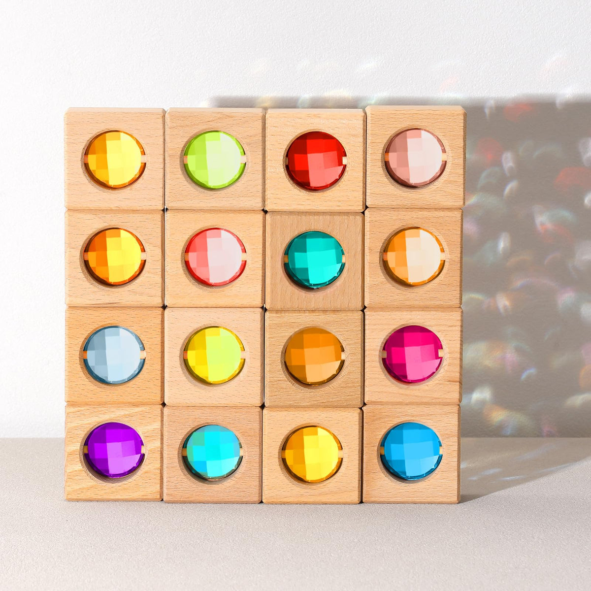 Acrylic Wooden Gem Block Acrylic Sparkling Translucent, 16 Pcs, Round