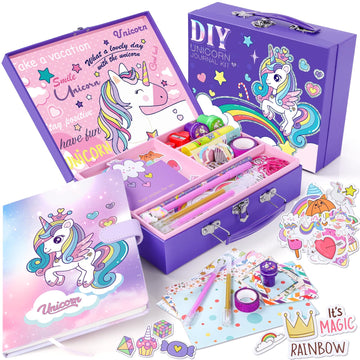 Joycover Unicorn Journal Set For Girls Toys Ages 6-8 8-12 Valentines Day Gifts For Girls Ages 6 7 8 9 10 11 Year Journaling Scra