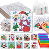 Arrowbash 30 Pack Color Your Own Christmas Jigsaw Puzzles for Kids Stackable Crayons Gift Bag DIY Religious Christmas Craft Pape
