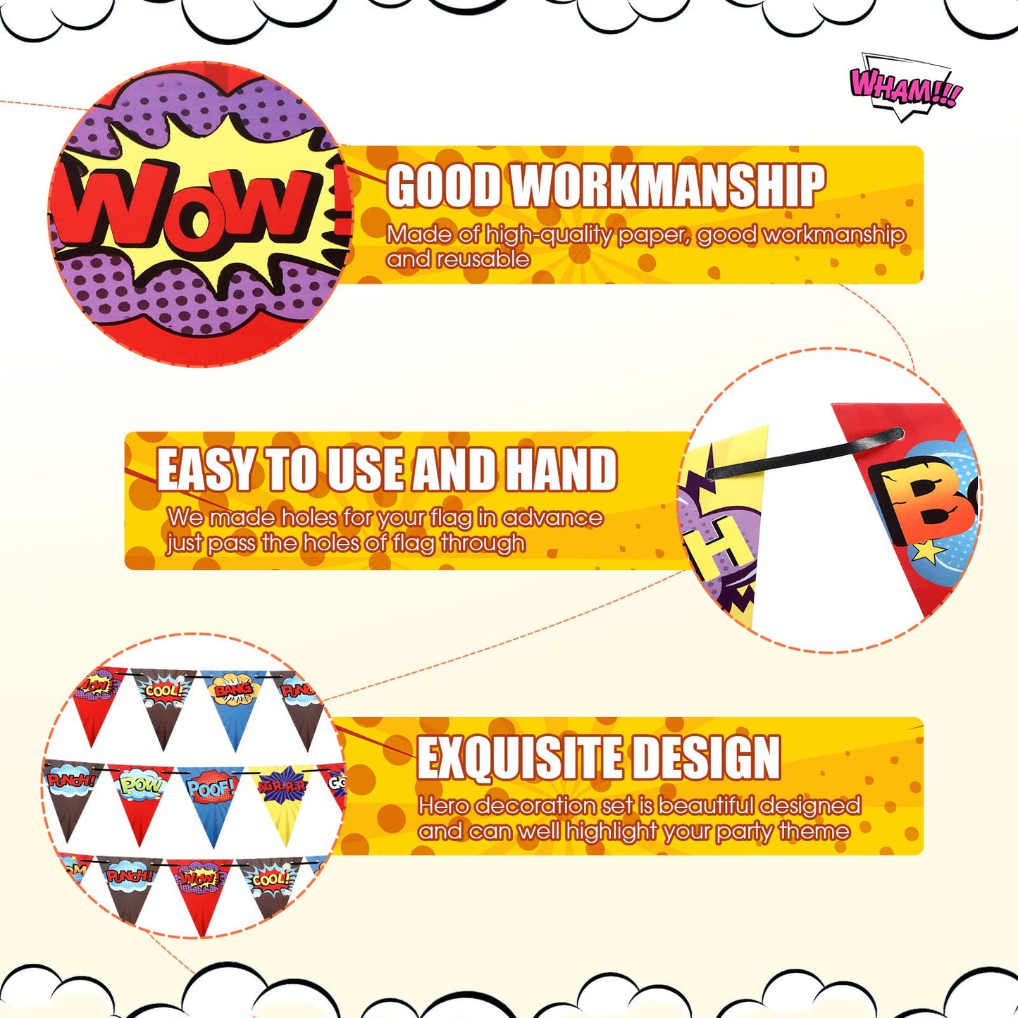 Breling Hero Birthday Party Banner Hero Birthday Party Decorations Hero Paper Pennant Banner Garland Decor for Kids Boys Birthda