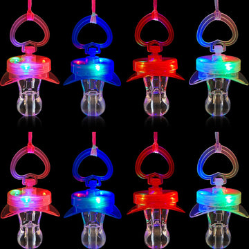 Gejoy 8 Pieces Led Light up Pacifier Necklace Glowing Flashing Halloween Party Favors Led Light Pacifiers Toy for Boy, Girls and