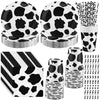 Lewtemi 100 Pcs Cow Print Party Supplies Kit, Includes Napkins, Plates, Straws for Farm Theme Birthday Parties