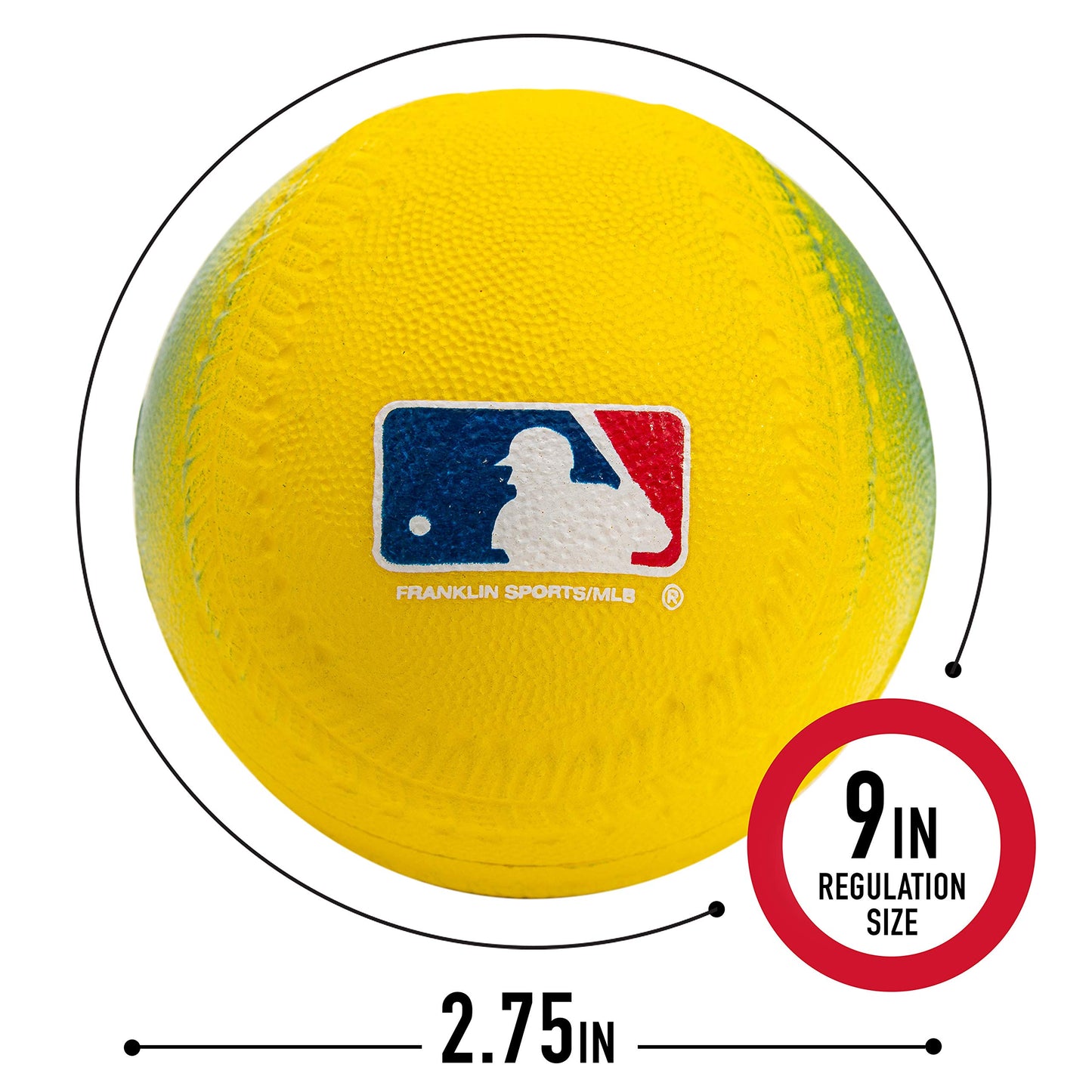 Franklin Sports Foam Baseballs - Soft Foam Practice Balls - 3 Pack - Regular Size - Orange/Yellow/Blue - Official MLB Licensed Product