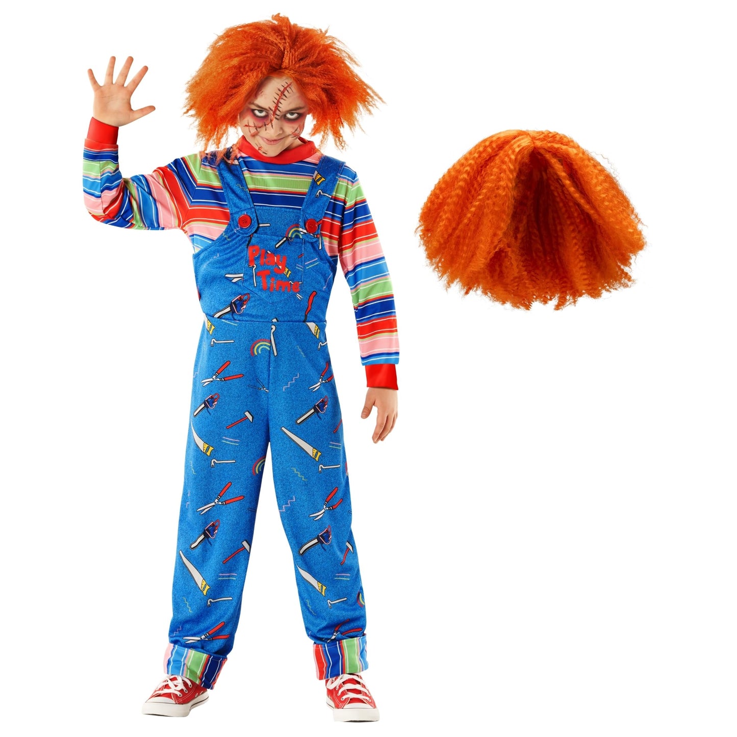 Morph Play Time Killer Costume For Boys - Horror Movie Halloween Costume With Wig For Kids, Large