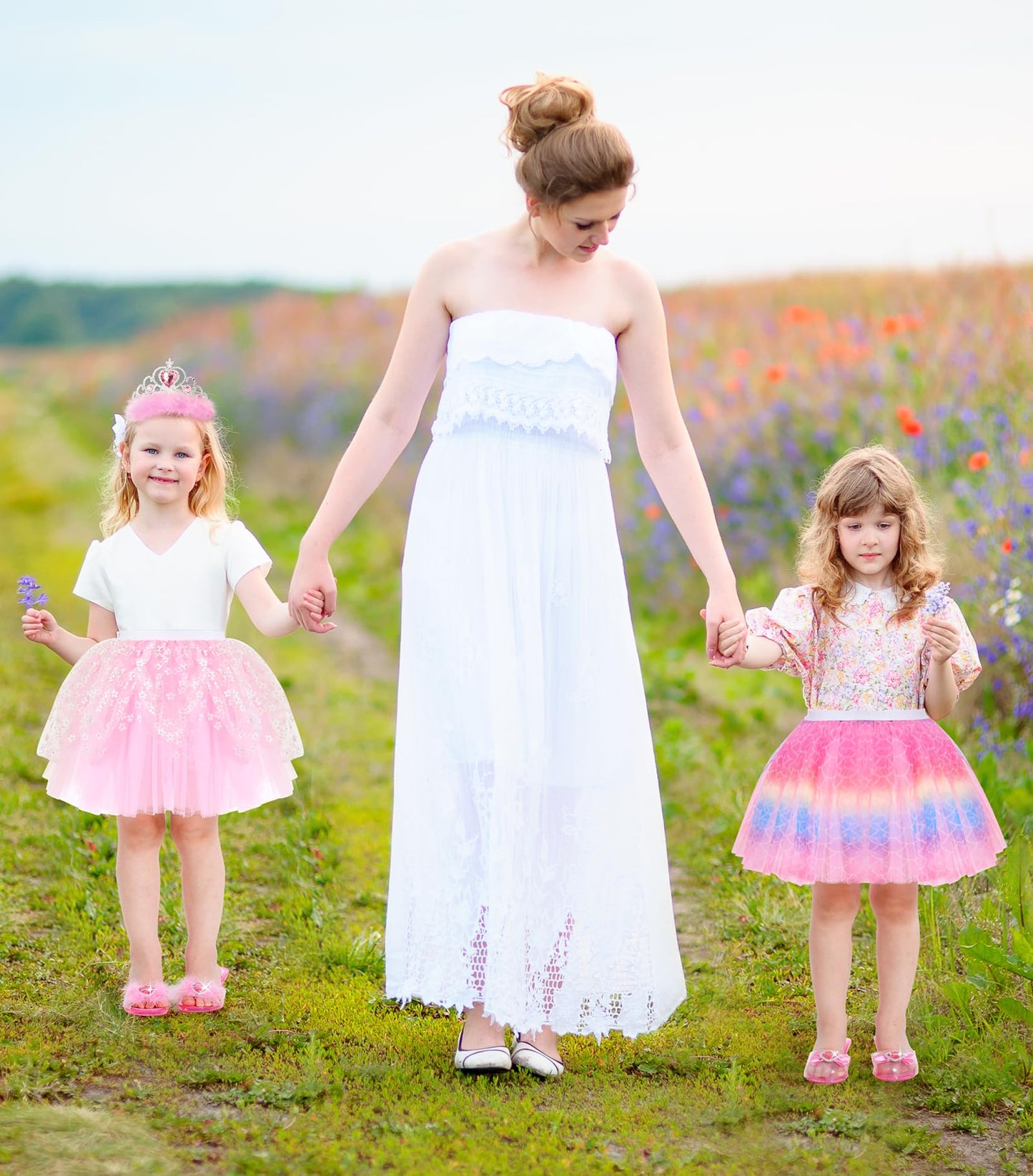 Jeowoqao Dress Up Shoes Princess Dresses For Girls, Little Girls Princess Dress Up Clothes Set 1Pc Tutu Skirt With 3Ps Skirt Vei