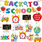 DTOFOOT Back to School Decorations, Welcome Back to School Banner and NO-DIY Hanging Swirls Foil Ceiling Streamers First Day of 
