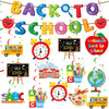 DTOFOOT Back to School Decorations, Welcome Back to School Banner and NO-DIY Hanging Swirls Foil Ceiling Streamers First Day of 