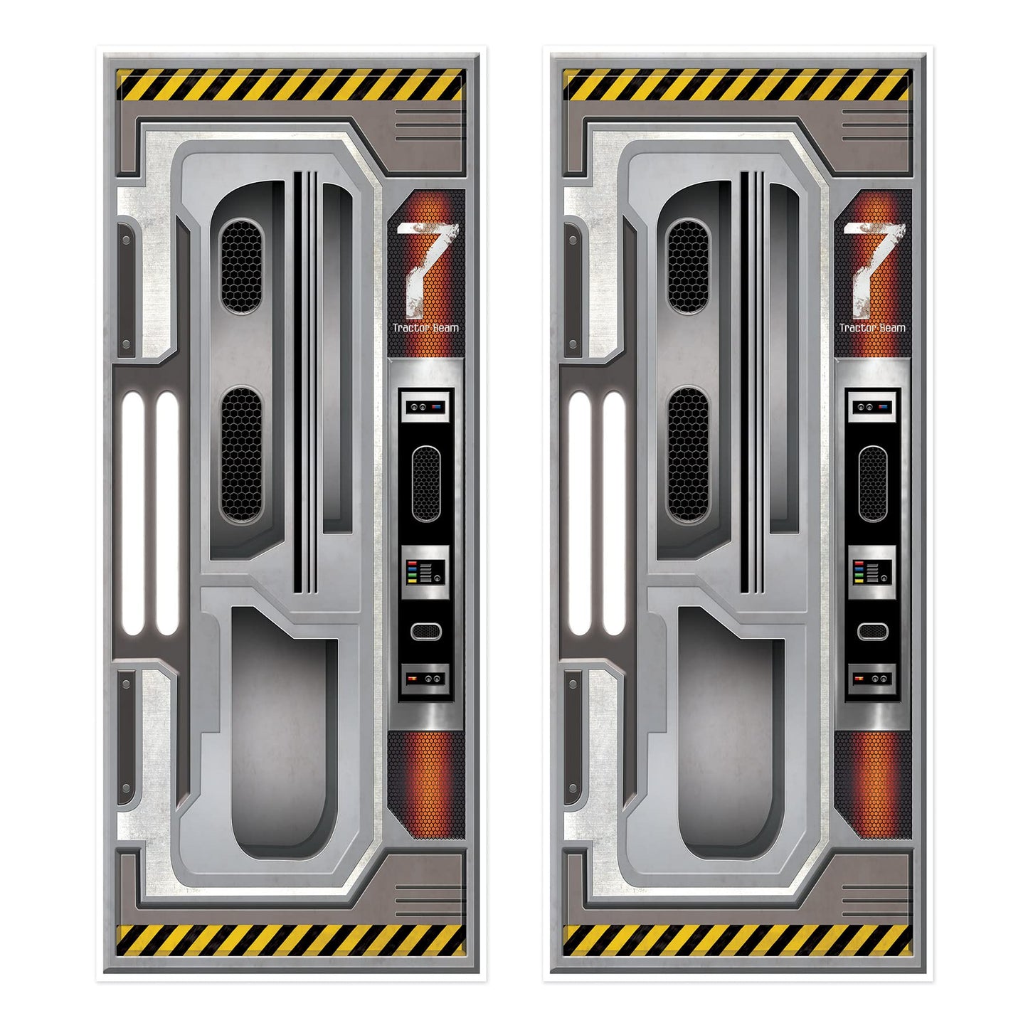 Beistle Set of 2 Plastic Spaceship Door Covers, Decorations for Outer Space Galaxy Alien Theme Birthday, Futuristic Party Suppli