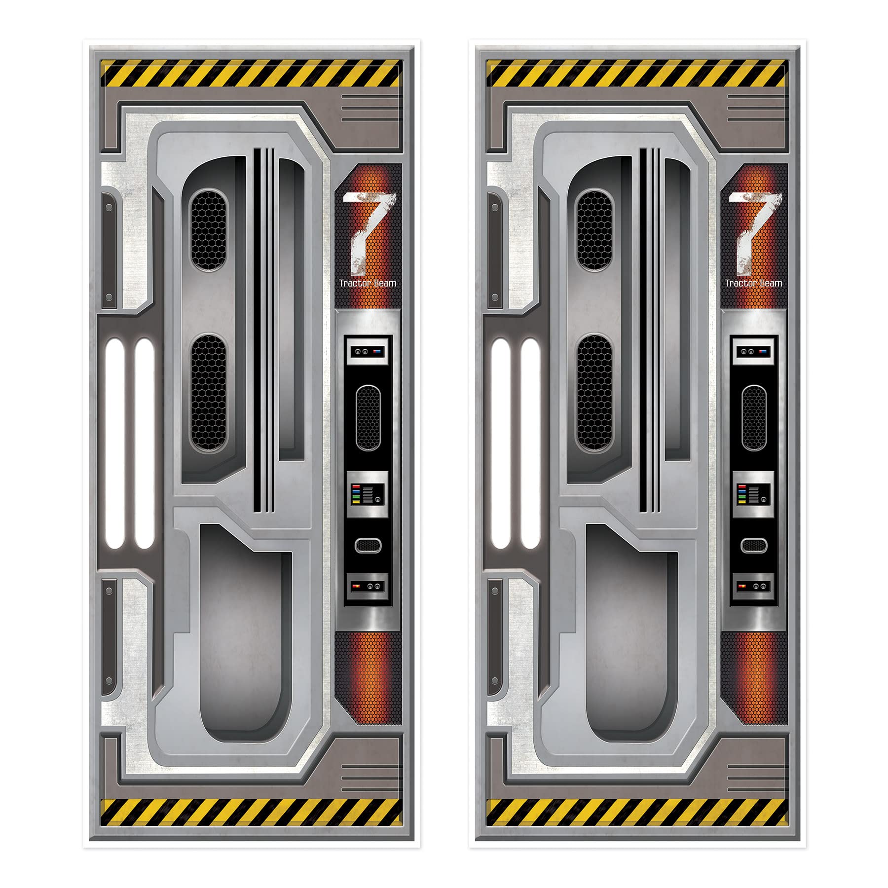 Beistle Set of 2 Plastic Spaceship Door Covers, Decorations for Outer Space Galaxy Alien Theme Birthday, Futuristic Party Suppli