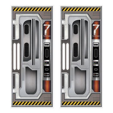 Beistle Set of 2 Plastic Spaceship Door Covers, Decorations for Outer Space Galaxy Alien Theme Birthday, Futuristic Party Suppli