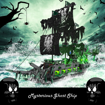 Jmbricklayer Pirate Ship Building Toys With Lights, Ghost Ship Flying Dutchman Model Ship Boat 40001, Toy Building Sets For Adults, Easter Decor Christmas Birthday Gifts For Boys Girls 14+ (1100 Pcs)