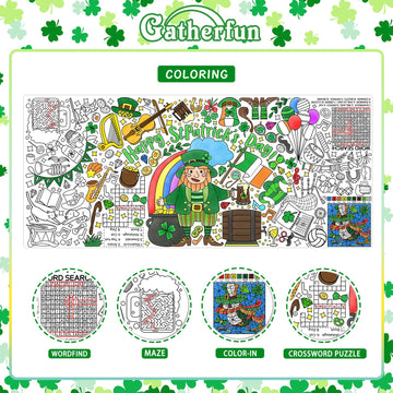 St. Patrick'S Day Coloring Poster For Classroom Wall - Versatile 31.5 X 72 Inches Irish Themed Activity Poster/Table Cover, Scho
