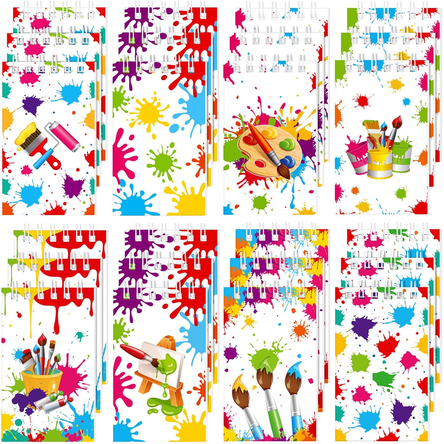 24 Pieces Art Painting Party Mini Notebooks Paint Art Party Favors Art Paint Spiral Notepads Art Theme Party Small Pocket Notepa
