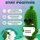 Almacura Crochet Plush Emotional Support Pickle - Green, 2.6x4.7 In, 15 Motivational Cards, Customizable QR Messages, Model EM-PICK-001