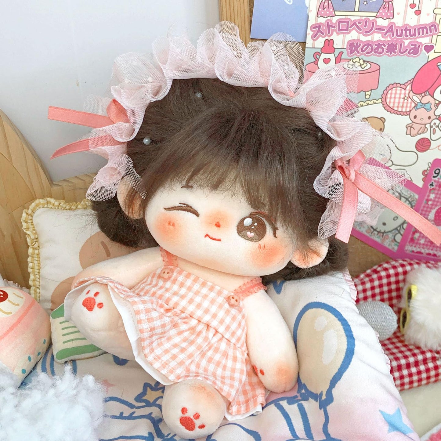 Calembou Plush Doll, 20Cm Cute Cotton Doll With Skeleton, Anime Plushies Soft Stuffed Dress Up Doll, Kawaii Plush Toys Rag Dolls With Doll Clothes Birthday Gift For Girls (Doll&Clothes-Winkii)