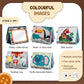 Tinitigies Tummy Time Mirror For Babies - High Contrast Book With Large Stimulating Baby Safe Mirror & Silicone Teether & Crinkl