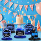 Happy Birthday Honeycomb Centerpieces 9Pcs Stylish Sophisticated Blue Neon Theme Table Decor for Men Women Boys Girls Birthday P