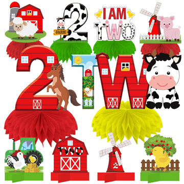 Farm Animals 2Nd Birthday Decorations Table Centerpieces, Barnyard Theme 2Nd Birthday Honeycomb Ceterpieces Party Supplies For B
