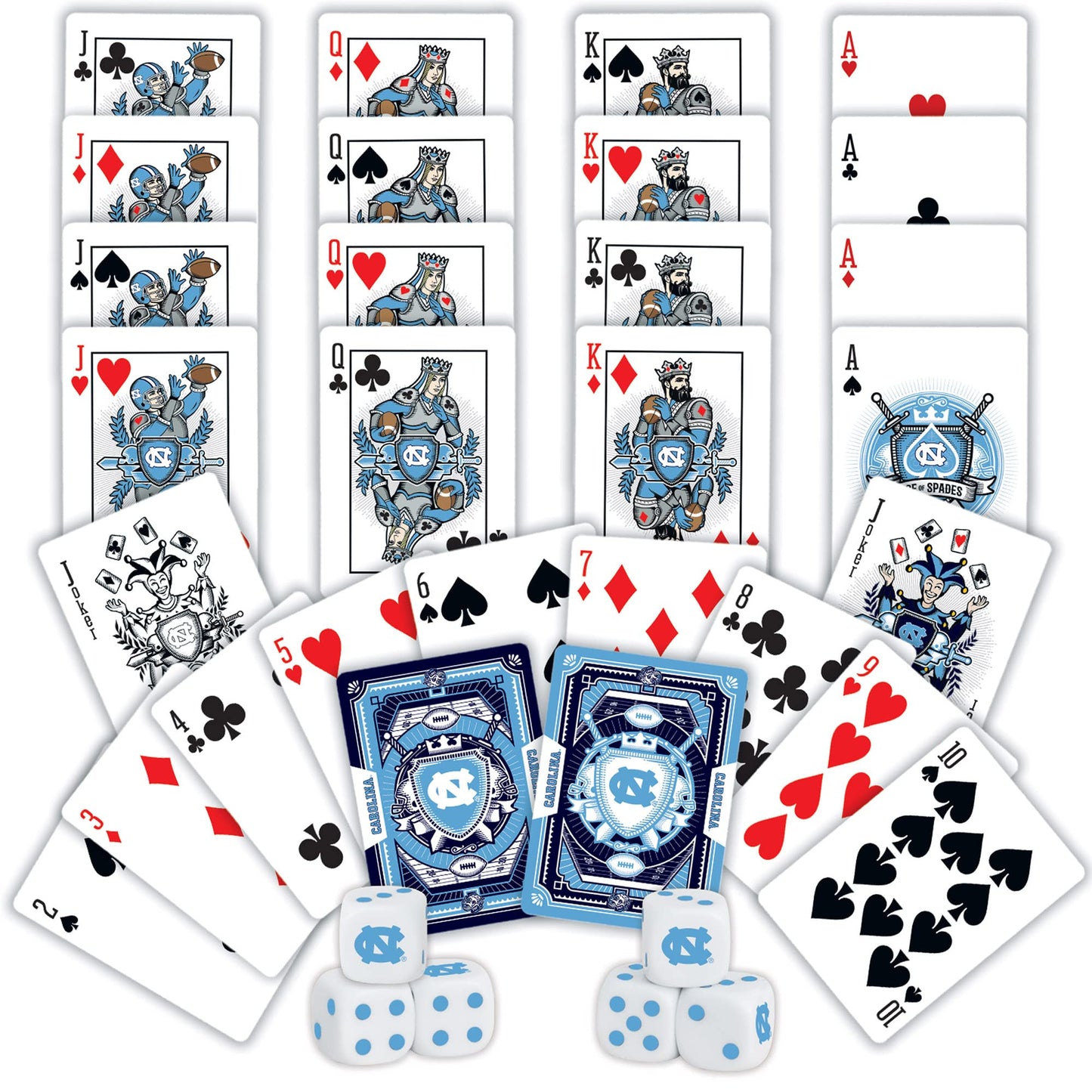 MasterPieces Game Day - NCAA UNC Tar Heels 2-Pack Playing Cards & Dice Pack - Officially Licensed Set for mature-themeds and Family