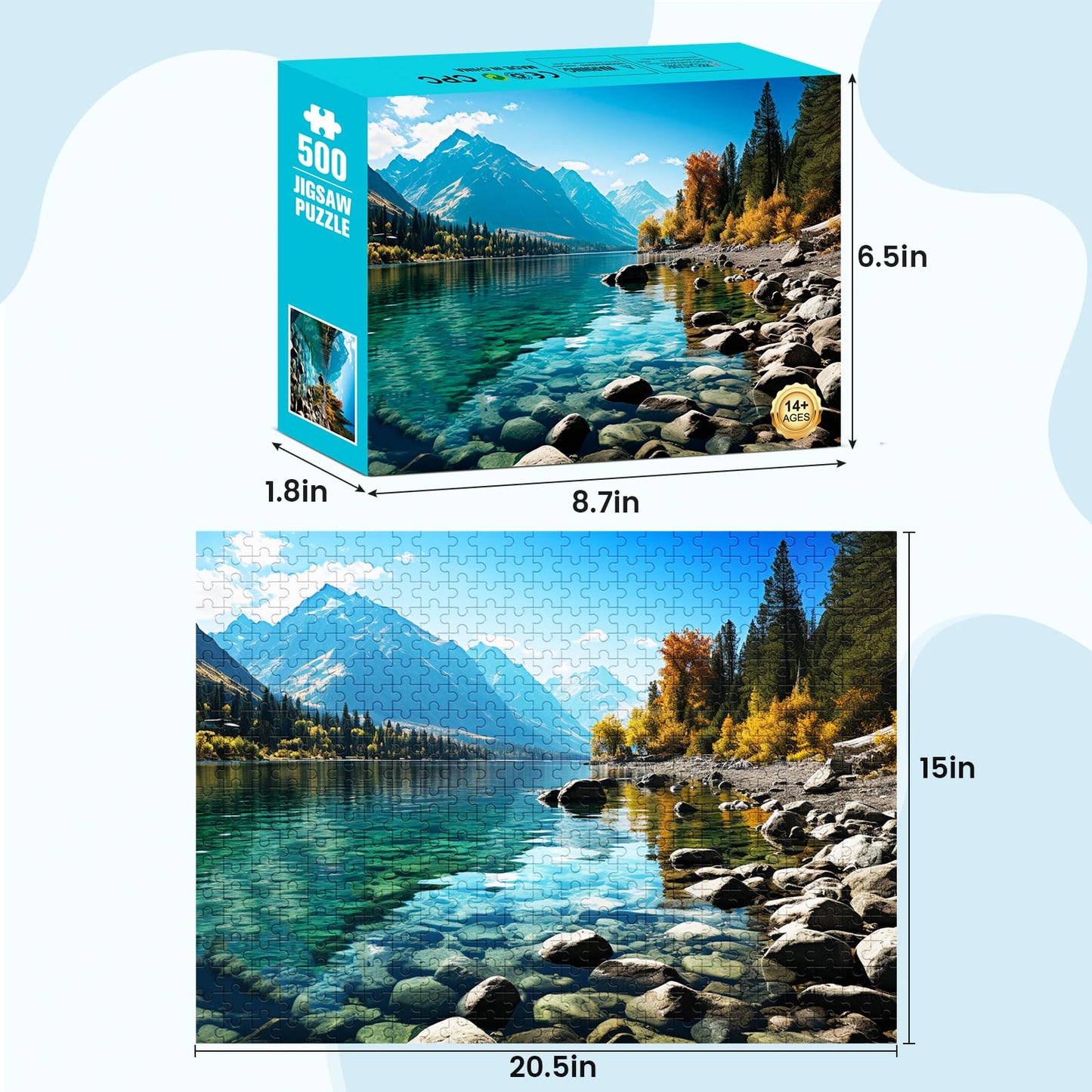 Voluvolu 500 Piece Puzzle For Adults, Jigsaw Puzzle,Glacier Park Jigsaw Puzzles 500 Pieces Birthday Party For Family Kids And Ad