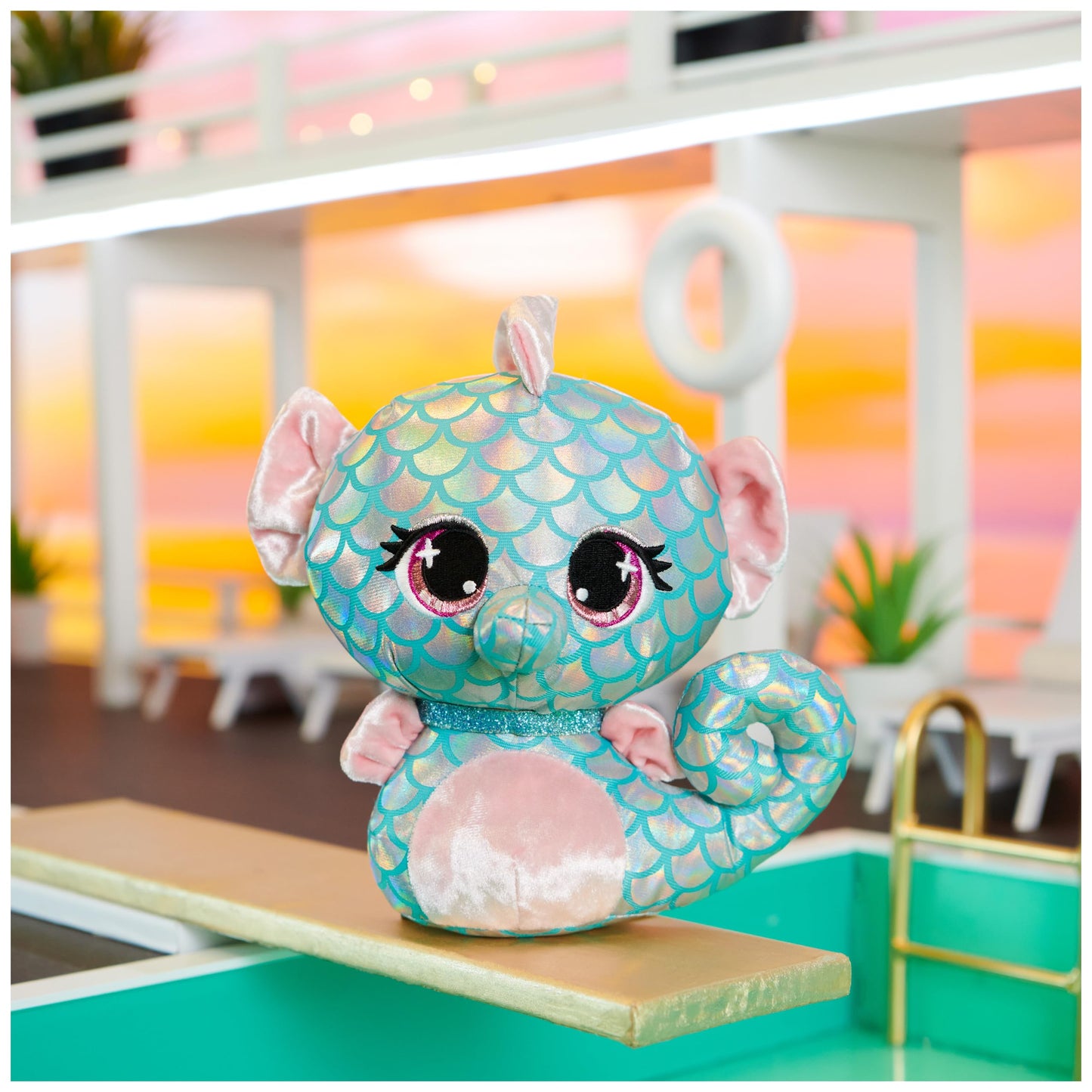 Gund P.Lushes Designer Fashion Pets Mel Dives Premium Seahorse Stuffed Animal, Pink And Teal, 6