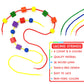 LMC Products Wooden Lacing Beads & Strings Set - 125 Pieces, Colorful Fine Motor Skills Toys for Toddlers, Occupational Therapy, Large Size