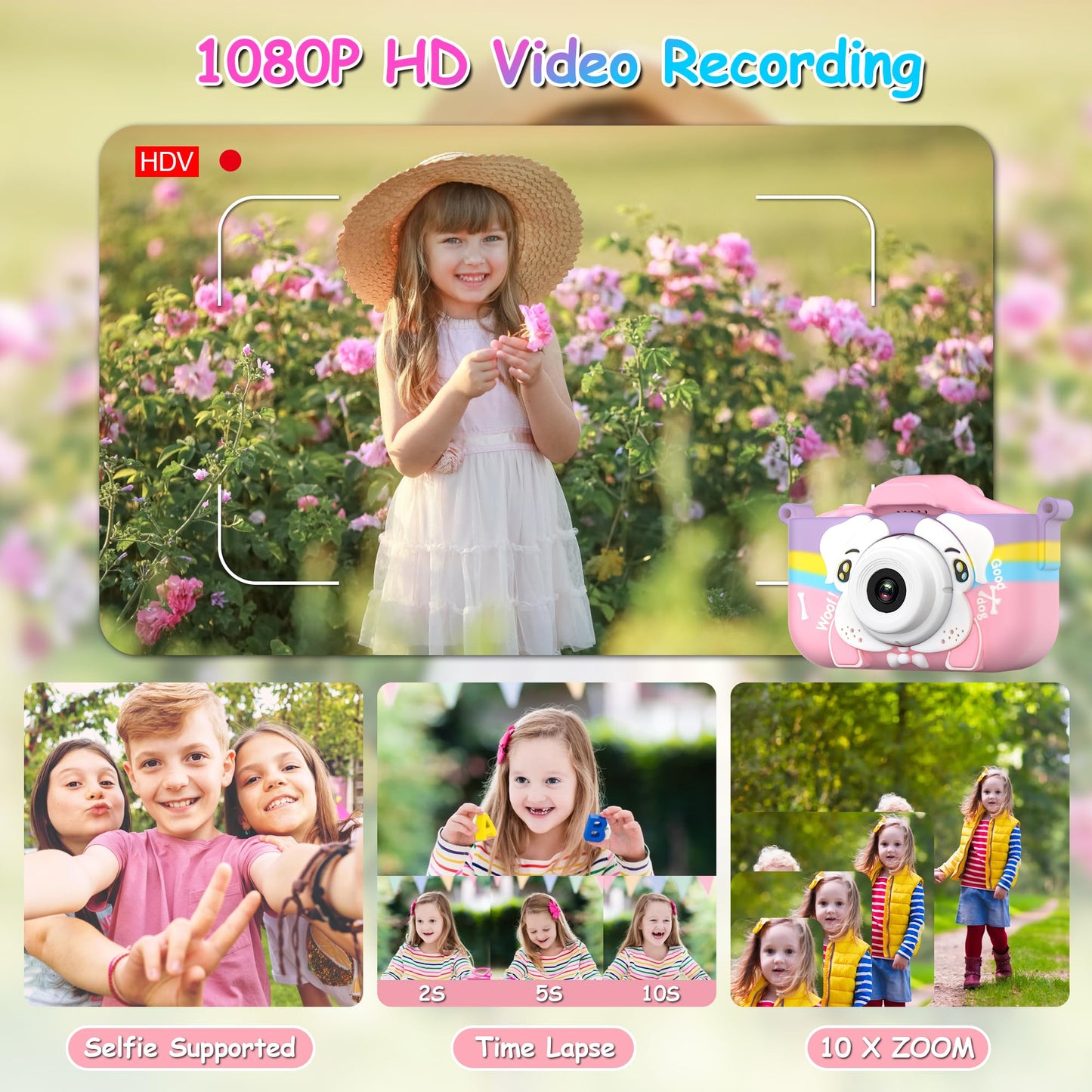 Kids Camera Toys For 3-12 Years Old Boys Girls Children 1080P Fhd Selfie Camera 48 Mp, Portable Toddler Digital Camera With Prot