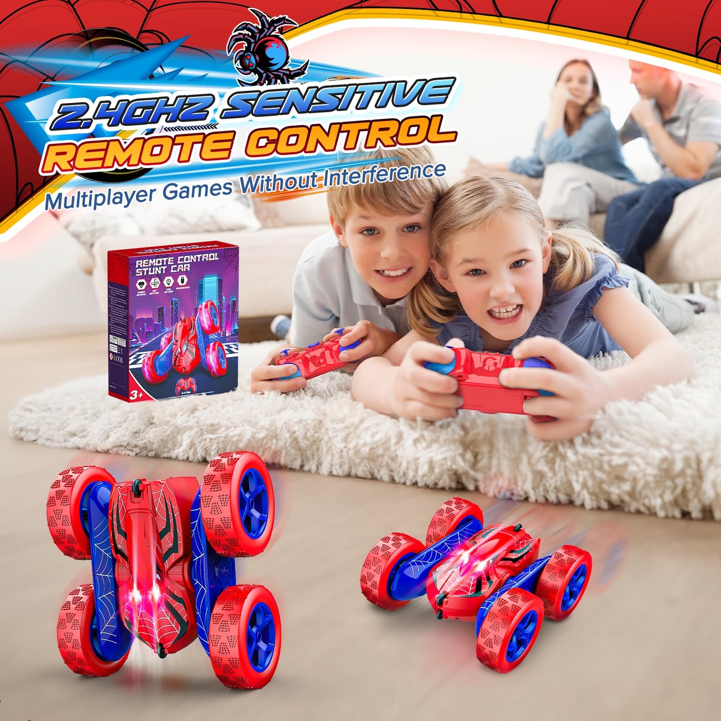 Remote Control Car,RC Cars for 4 5 6 7 8 9 10 11 12 Year Old Boy Double Sided 360Flip 4WD Rechargeable Drift RC Race Car Boys To