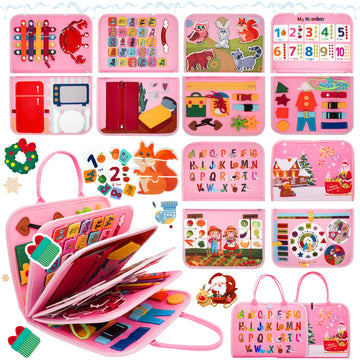 MEGRANATE Montessori Busy Board, Baby Busy Book Educational Learning Toys for Toddlers Quiet Book Activity Books Buckle Toy Fine