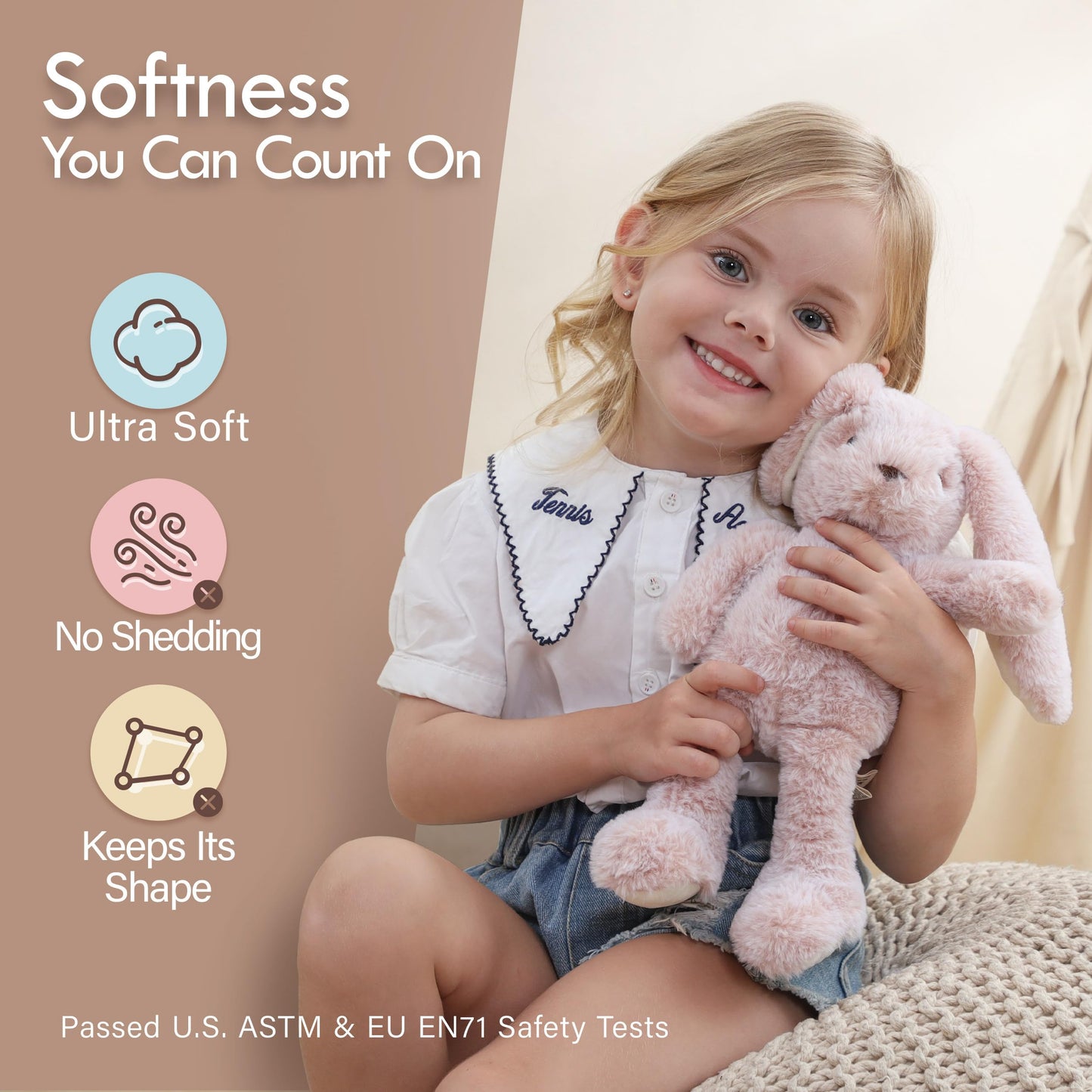 Moonkie Hug & Go Bunny Toddler Backpack - Soft Plush Bag with Detachable Toy for Girls Aged 2-4 | Perfect for Daycare | Travel &