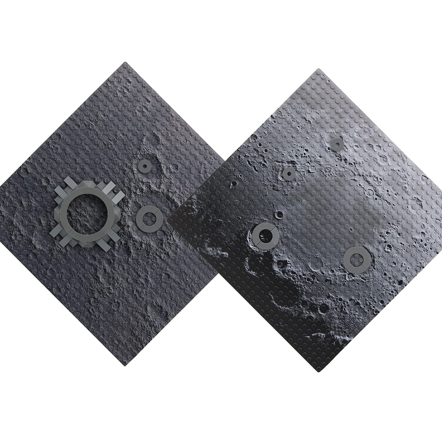 Feleph Space Moon Baseplate 10X10 Inches Classic Building Blocks Base Plate Gray Compatible With Major Brands - 2Pcs