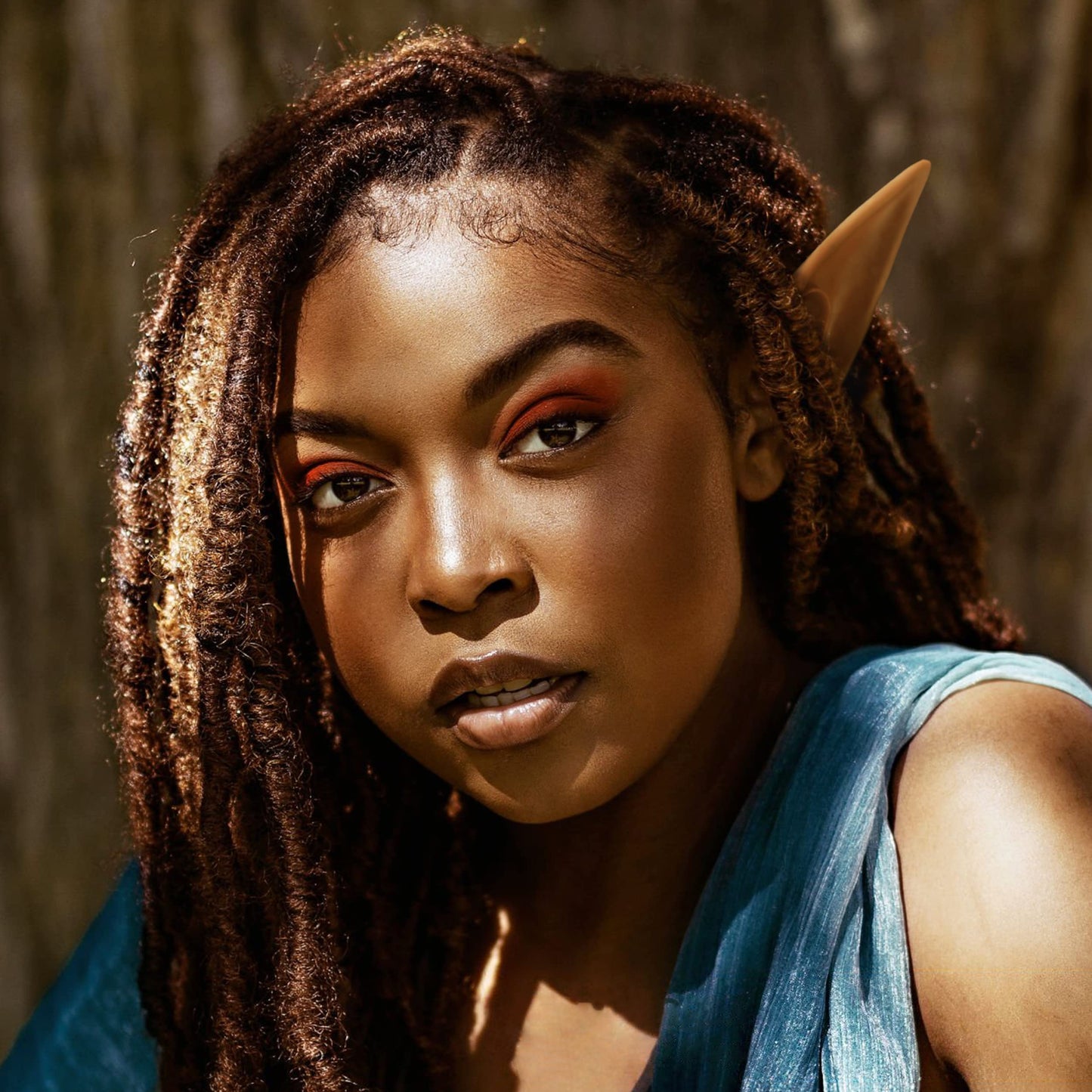 Freshme 2 Pairs Brown Elf Ears - Short And Long Fairy Ears Set Silicone Vampire Ears Anime Pixie Elven Ear Brown Skin For Women