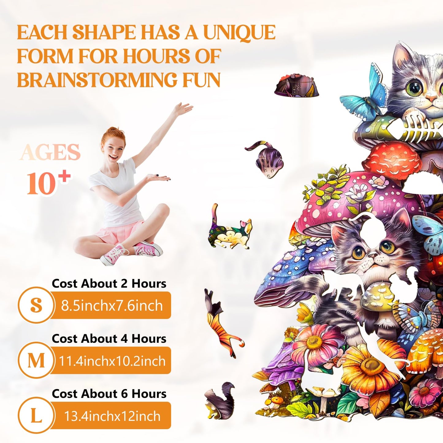 Wooden Puzzles for mature-themeds  Cat Family Wooden Jigsaw Puzzles for mature-themeds Kids  Unique Shaped Wood Puzzles mature-themed  Creative Birthday Gifts for Friends Family Game(11.4 * 10.2in 170pcs)