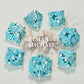 Hnccesg Dnd Metal Dice Set - Matte Blue White 7 Pcs Skull Hollow For Dungeons And Dragons, Mtg Rpg Role Playing (D&D)