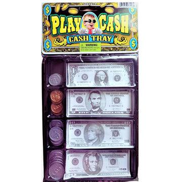 JaRu #3128 Play Money Cash Tray 20 Coins and 20 Bills Kids Pretend Toy
