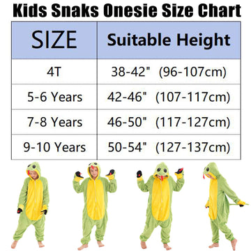 TYONMUJO Animal Onesie Costume for Kids Halloween Costumes for Girls Boys Cosplay Outfit Green Snake 110