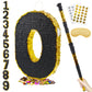 PCFING 20 Inch Number 8 Piata Gold Black with 30 Inch Piata Stick Blindfold Confetti for Man Women Kids Birthday Party Decoratio