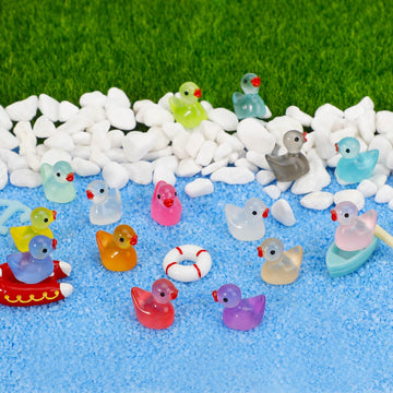 Jyxt 250 Pcs Mini Resin Ducks Glow In The Dark, Tiny Animals Figures To Hide Luminous Miniature Plastic Duck For Fish Tank Aquar