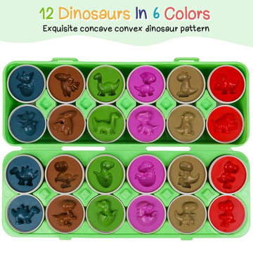 Naodongli Easter Dinosaurs Matching Eggs For Toddlers,12 Pcs Set Color & Shape Egg Puzzle Toy Montessori Educational Fine Motor Skill Development Gifts For 2 3 4 Years Old Kids Boys Girls
