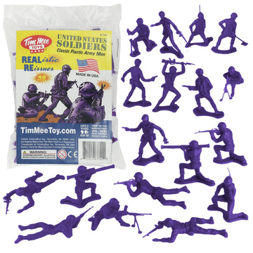 Tim Mee Toy Plastic Army Men - 48pc Purple Toy Soldier Figures - Made in USA, Model TM-67702