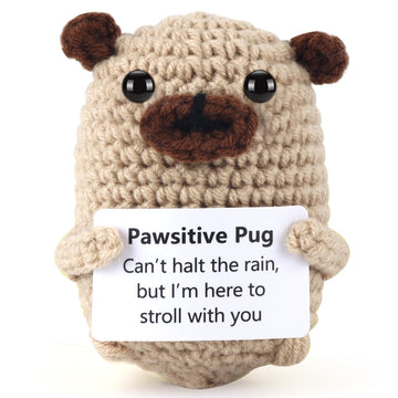 Funny Gifts Women Positive Emotional Support Crochet Valentine Plush Nuggets Partner Cute Birthday Gift Mini Positive Pug Farewe