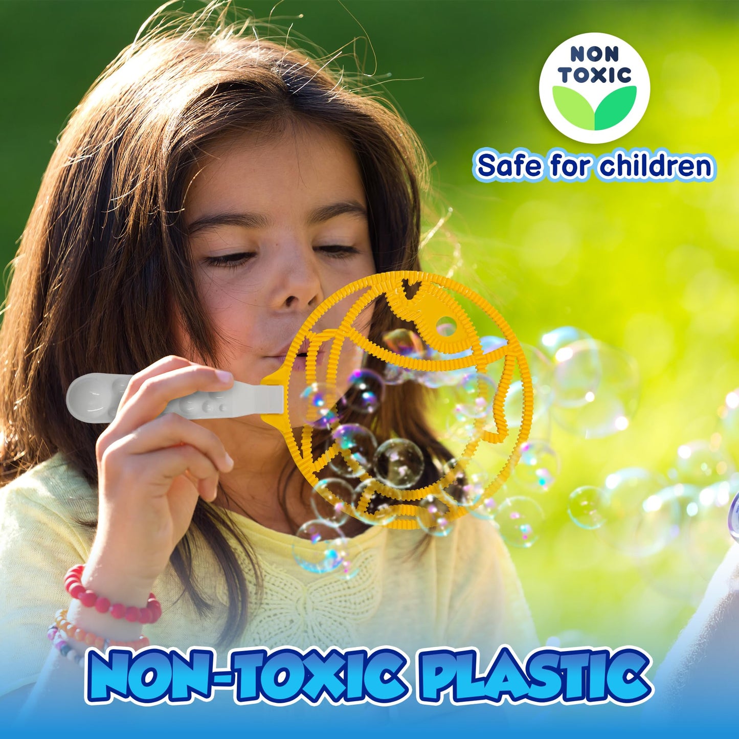Giant Bubble Wands Outdoor Toys For Kids Large Blowing Rings Variety Shapes Set For Big Soap Bubbles Includes Huge Bubble Mix So