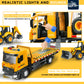 ID Gerilla Tow Truck Toy Metal Cab, Flatbed Construction Vehicles Toys with Backhoe Loader, Friction Powered Transport Trailers