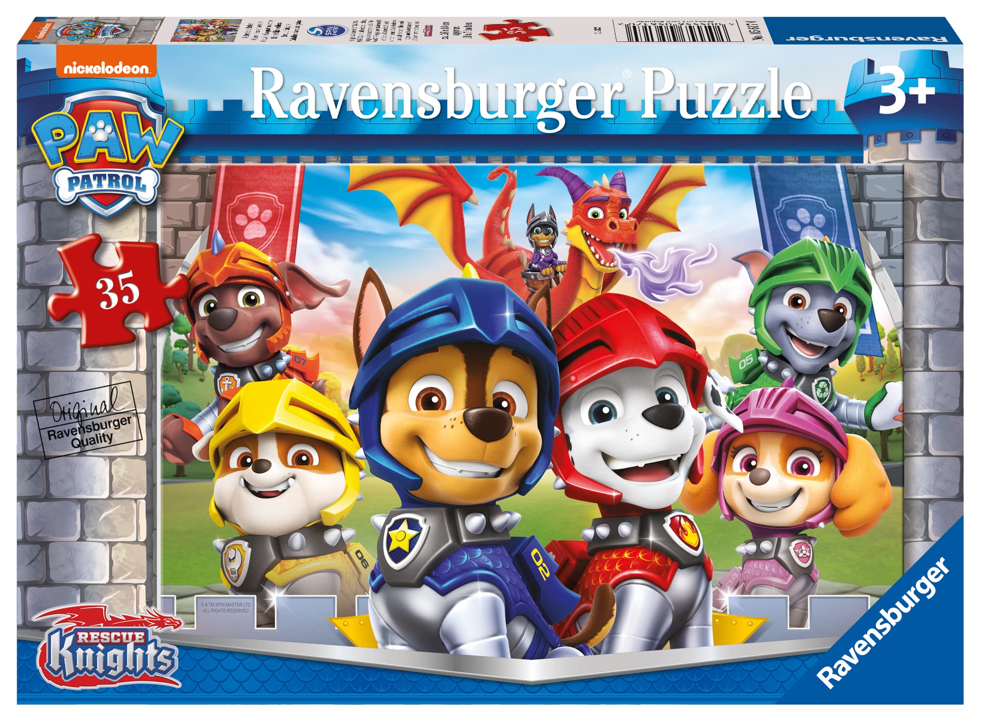 Ravensburger Paw Patrol Knights & Dragons 35 Piece Jigsaw Puzzle for Kids Age 3 Years Up - Educational Toddler Toys  26 4 x 18 1 x 0 2 cm