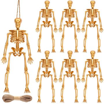 DULEFUN 6pcs Small Skeleton Figurines 6 Inch Mini Plastic Skeletons for Craft Halloween Hanging D  cor Poseable Skeleton Toys Pa