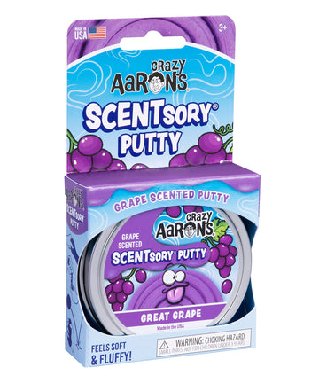 Crazy Aaron'S Scentsory Scented Thinking Putty, Great Grape, 2.75' Tin - Grape Scented Putty - Fluffy Texture, Never Dries Out